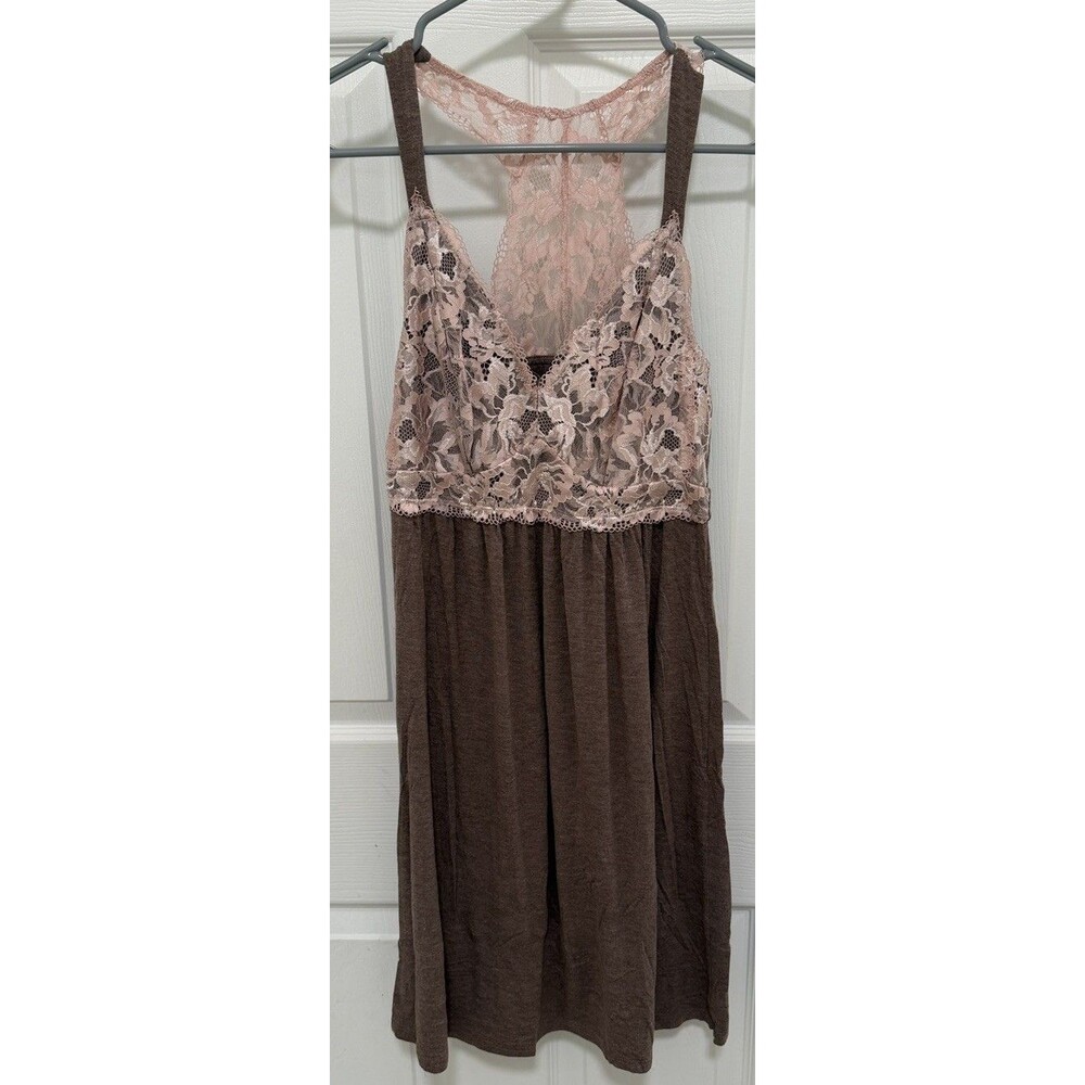 Soma Soft Support Lace Chemise Dress Brown Pink Romantic Feminine Small
